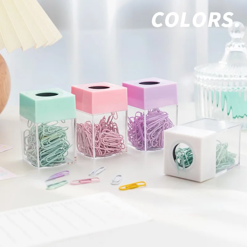 1Pc Creative Magnetic Paper Clip Holder Box Office School Small Items Convenient Storage with 18pcs Paper Clips