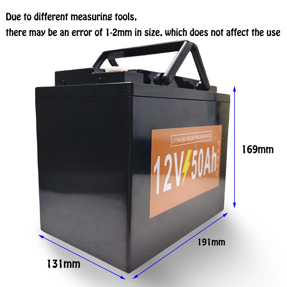 12V 50Ah LiFePO4 Lithium Battery for Camping，Fish Finder, Scooter