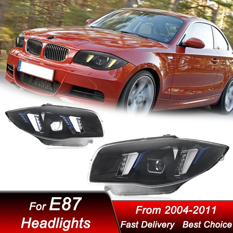 

Автомобильные фары для BMW 1 серии E87 04-11, новый стиль, светодиодные фары в сборе, обновление, комплект аксессуаров для линз проектора с высокой настройкой