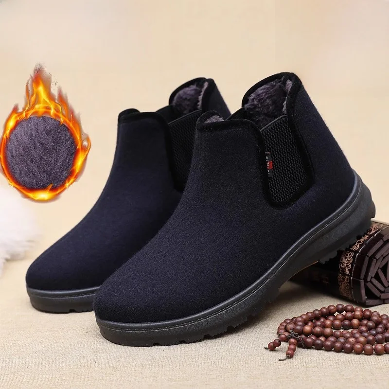 

Men's Thiened Fce Lined Cotton oes Old Beijing Slip-On Boots Warm Thi Bot Casual High Top Boots for Winter
