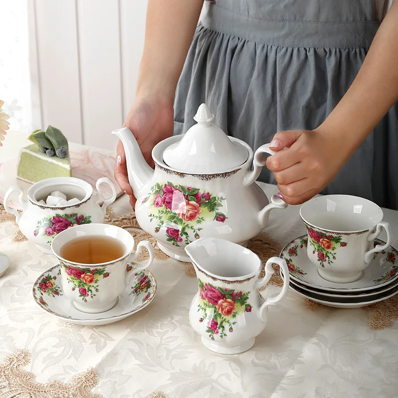 

Rose Teapot Tea Cup Set European new bone china Phnom Penh coffee pot coffee cup afternoon tea household gift tea set