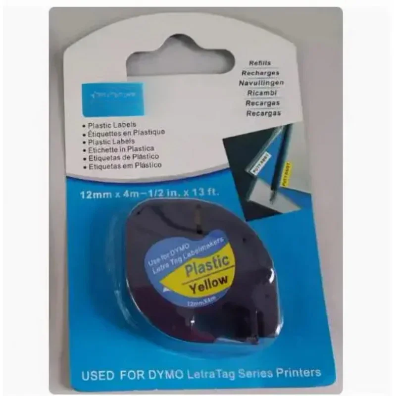 5 قطع متوافقة مع DYMO Letratag 91201 أسود على أبيض (12 مم × 4 م) أشرطة ملصقات بلاستيكية 91201 91221 59422 s 0721660 طابعات الملصقات