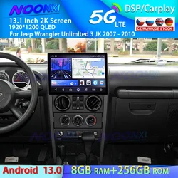 2K Screen For Jeep Wrangler Unlimited 3 JK 2007 - 2010 Android 13.0 Car Radio Multimedia Player GPS Navigation Carplay Head Unit