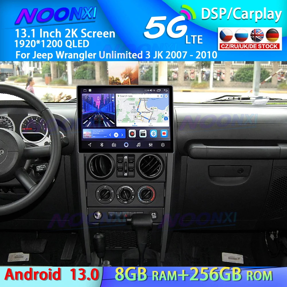 2K Screen For Jeep Wrangler Unlimited 3 JK 2007 – 2010 Android 13.0 Car Radio Multimedia Player GPS Navigation Carplay Head Unit