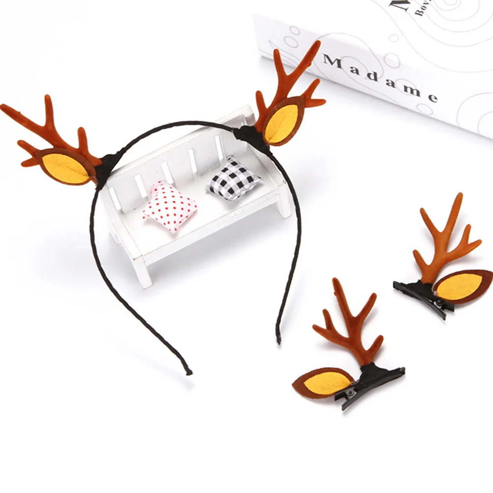 

Deer Antlers Hair Clip Headband Pins Brown Hairband Ear Hairpins Animal Headbands