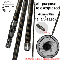 Extra-long carbon fiber landing net poles (4m, 5m, 6m, 7m) with telescopic positioning, suitable for rock fishing boat fishing