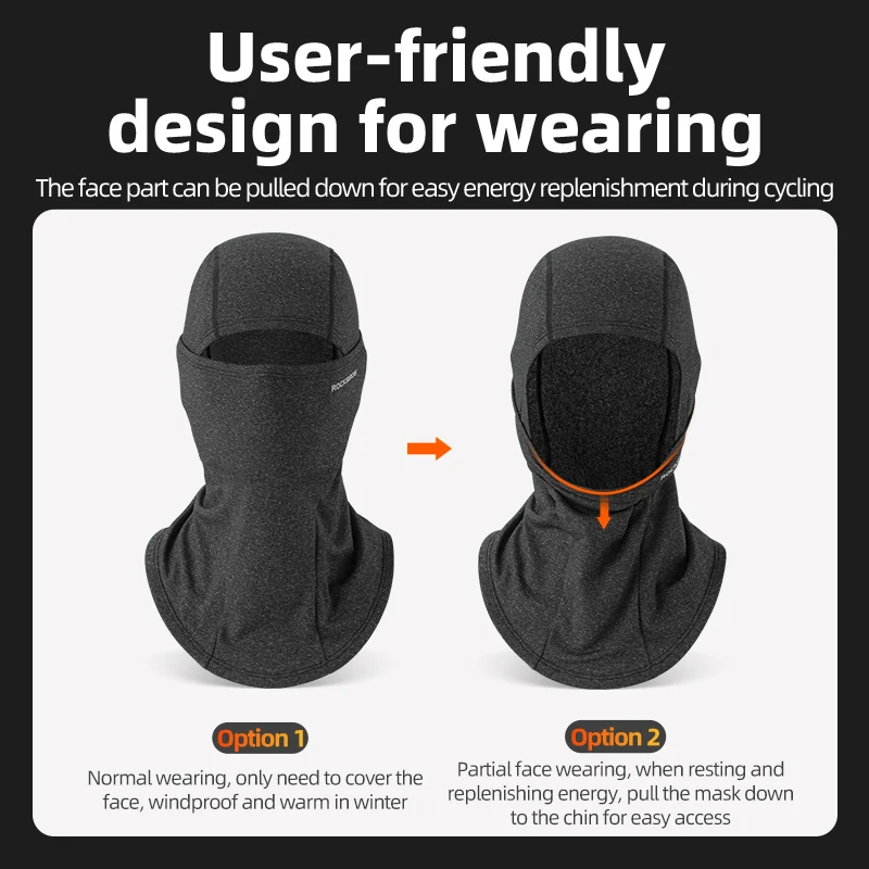 ROCKBROS Winter Bicycle Balaclava Windproof Warm Fleece Face Scarf Mask Outdoor Sports Fishing Ski Motorcycle Cycling Headwear