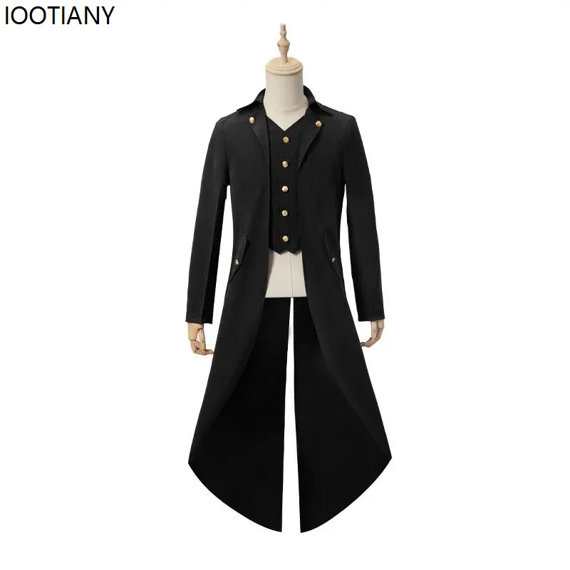 

IOOTIANY Halloween Anime Cartoon Cosplay Costume Medieval Retro Tuxedo Adult Men Punk Coat Carnival Party Stage Performance Suit