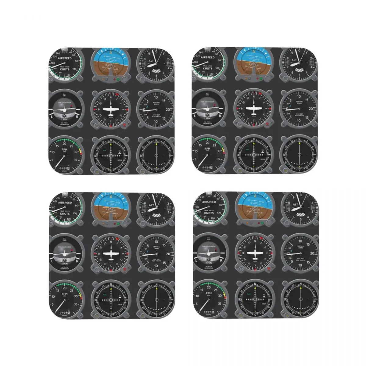 Aircraft Instrumentation Cluster Coasters Kitchen Placemats Insulation Cup Coffee Mats For Decor Home Tableware Pads Set of 4