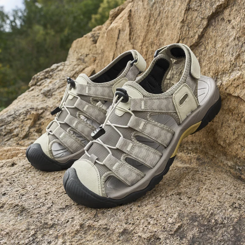 Hot Style Summer Men's Sandals Non-slip Outdoor Casual Beach Sandals Closed Toe Anti Collision Men's Hiking Trekking Sneakers