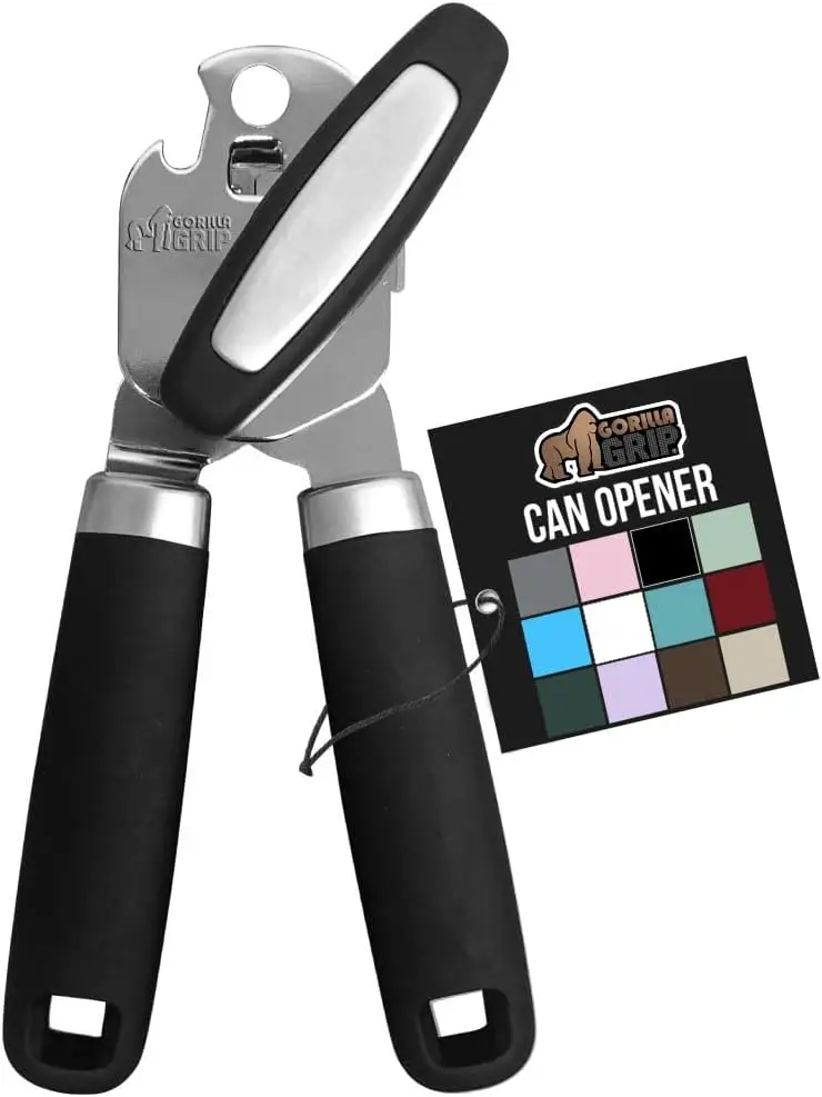 

Heavy Duty Stainless Steel Can & Bottle Opener, Ergonomic Black Handle