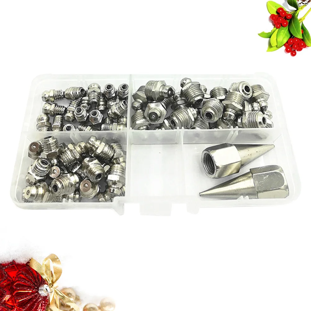 

1 set 1 Set Grease Fitting Kit Assorted Lubricating Screw Nozzle For Bearing Tool Repair Maintenance With Plastic Case Storage