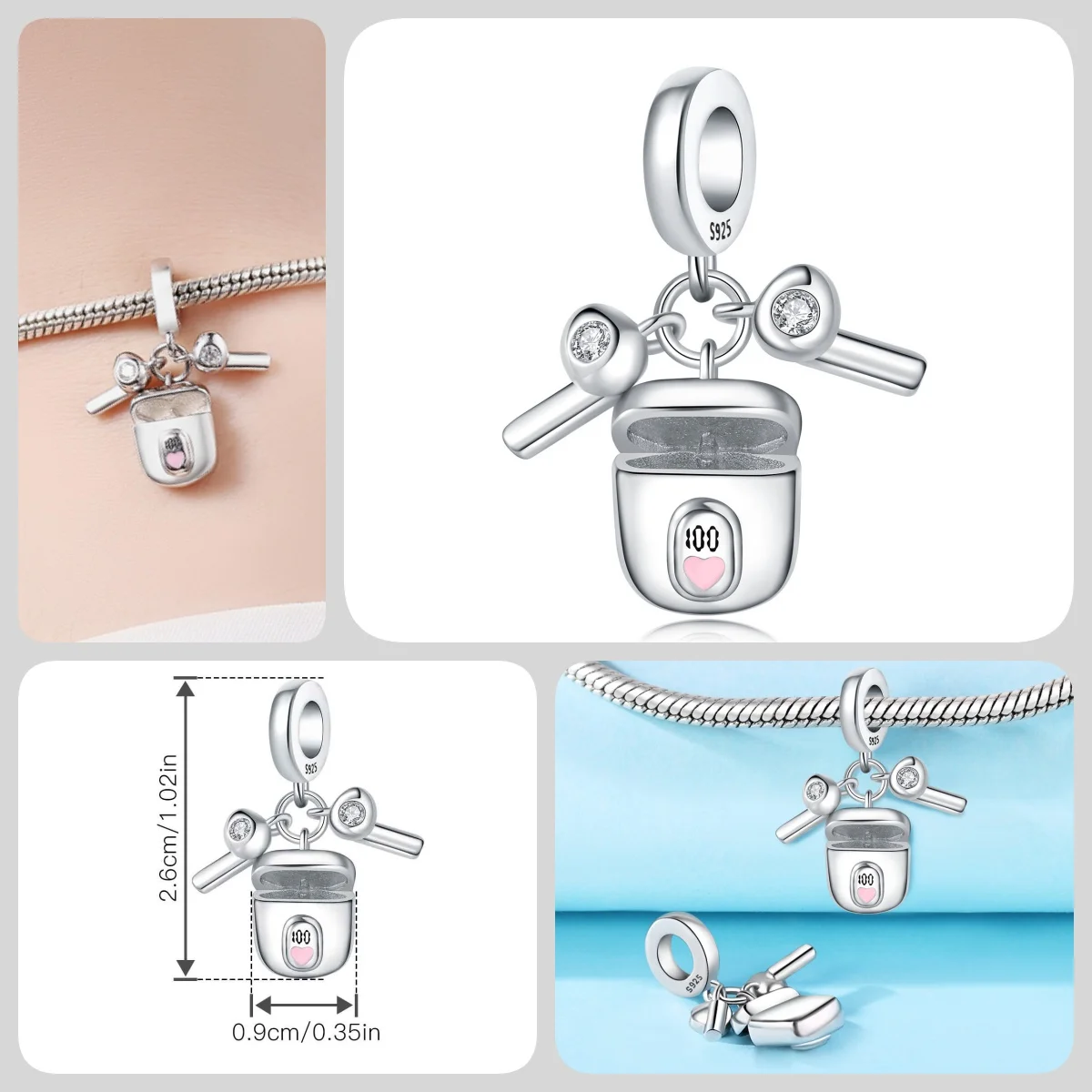 Original 925 Sterling Silber Western Cowboy Anhänger DIY Perlen für Damen Armband Halskette Schmuck Geburtstag Party Mode Geschenke – Detail 40
