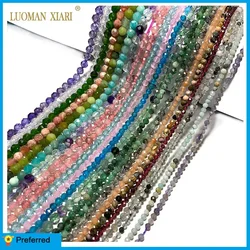 Natural Stone Jasper Lapis Apatite Tourmaline Garnet Jade Faceted Round Beads For Jewelry Making DIY Bracelet Necklace 2/3/4MM