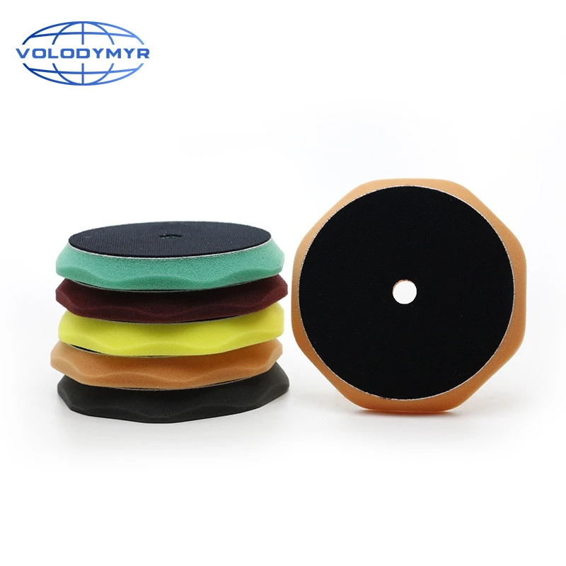 Volodymyr Octagonal Polishing Disc 5 Inch Hook&loop Sponge for Car Polisher Buffer Cutting Finishing Buffing Polish Waxing