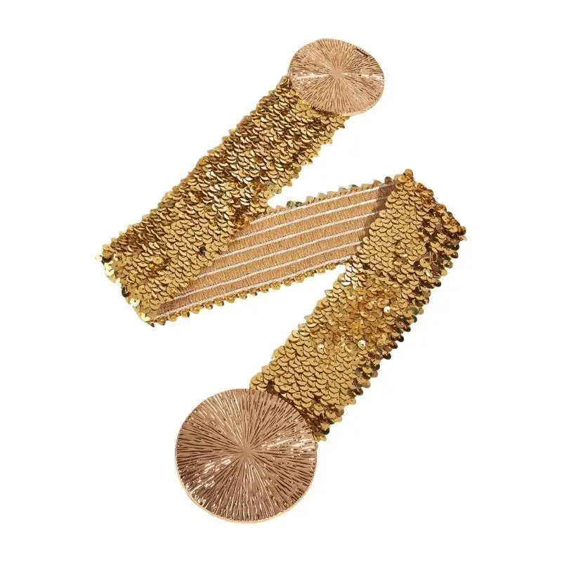 

652F All Matching Cincher Elastic Corset Belt Female Blingbling Corset Shining Waistband Waist Decorative Belt for Dresses