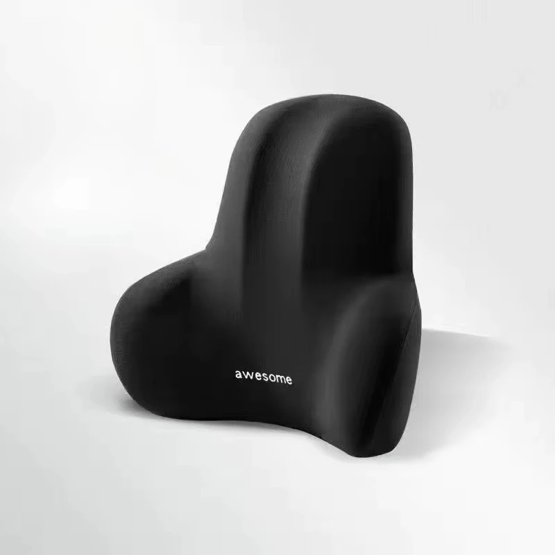 Memory Foam 2-in-1 Seat Cushion & Lumbar Support Pillow, Office Car Back Pain Relief, Black