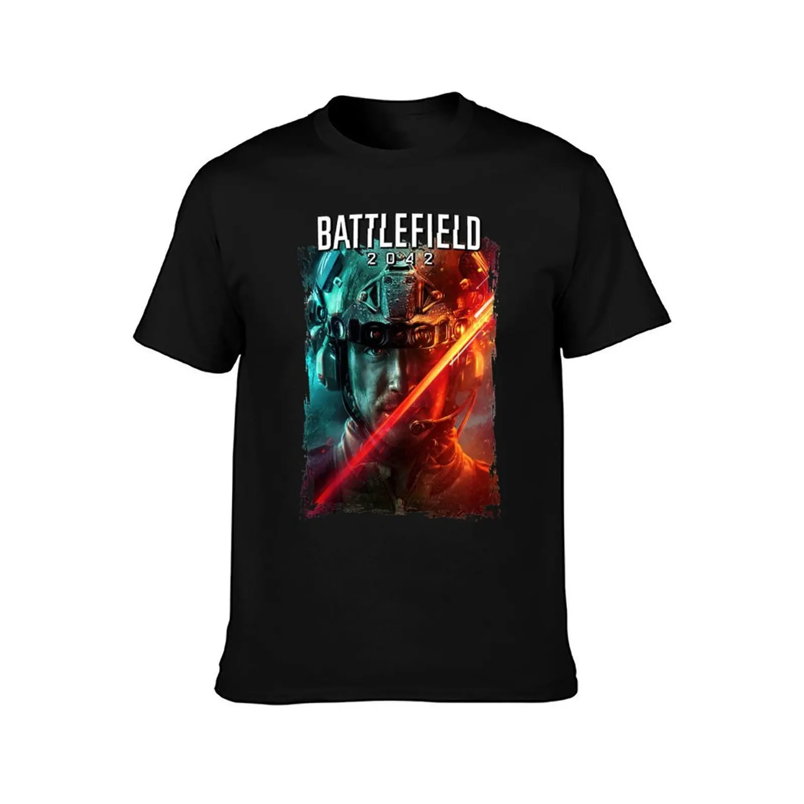Battlefield (2042) T-Shirt, Summer Casual Cotton Tee, Oversized Streetwear Tops, Vintage Graphic Print, Loose Fit Short Sleeve
