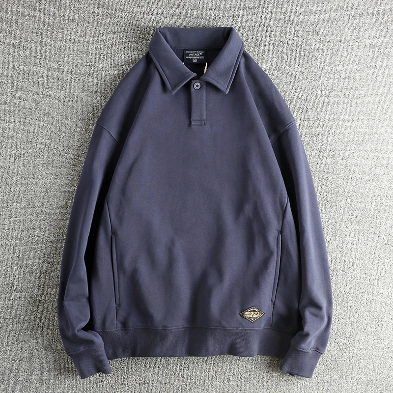 سويت شيرت رجالي ثقيل وسميك ودافئ من القطن تيري ذو طية صدر السترة وأكمام طويلة #3