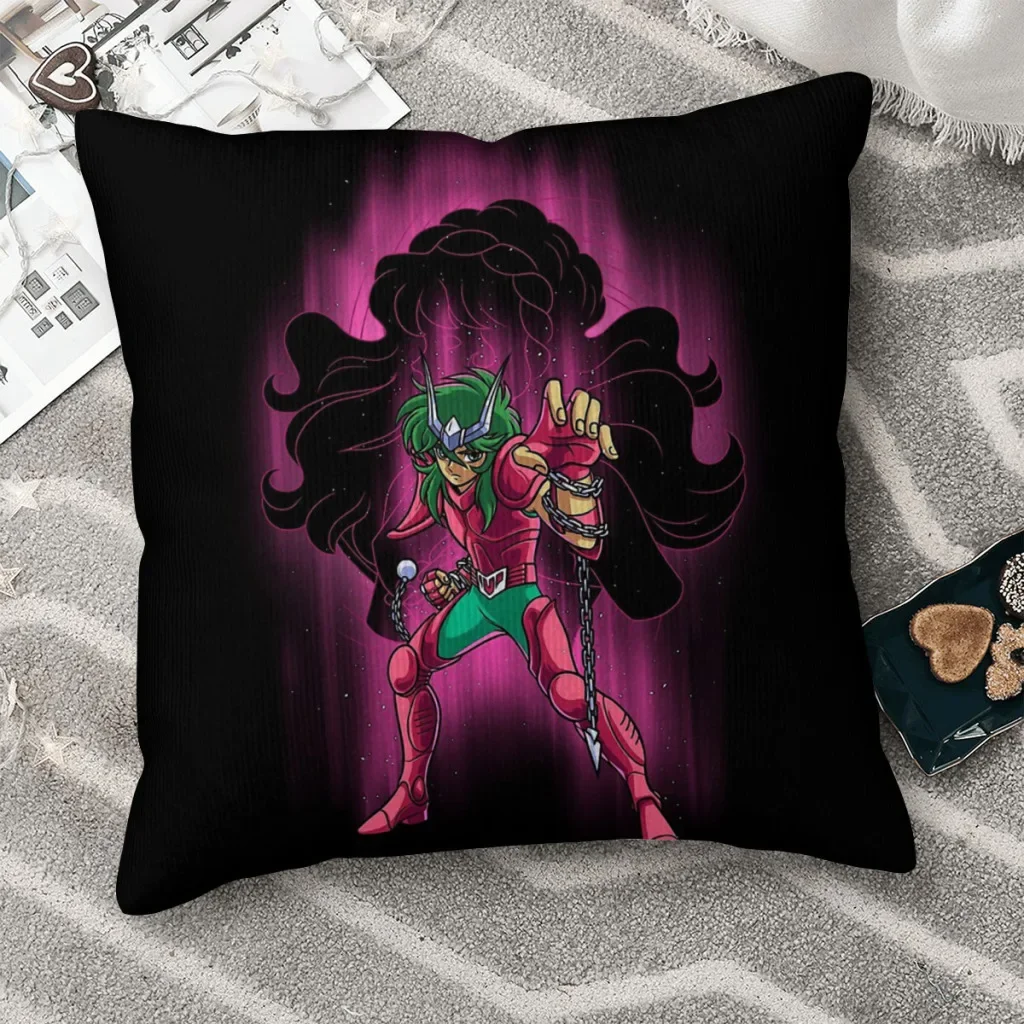 Shun of Andromeda Saint Seiya Throw Pillow Case Sofa Backpack Cojines Kawaii Printed Pillowcovers Decor