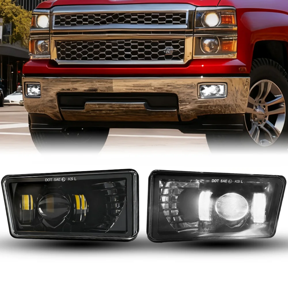 

Комплект квадратных светодиодных противотуманных фар 4,5 дюйма, 60 Вт, белые, совместимые с Chevrolet Silverado 2007-2014, Avalanche 2007-2011, GMC Yukon