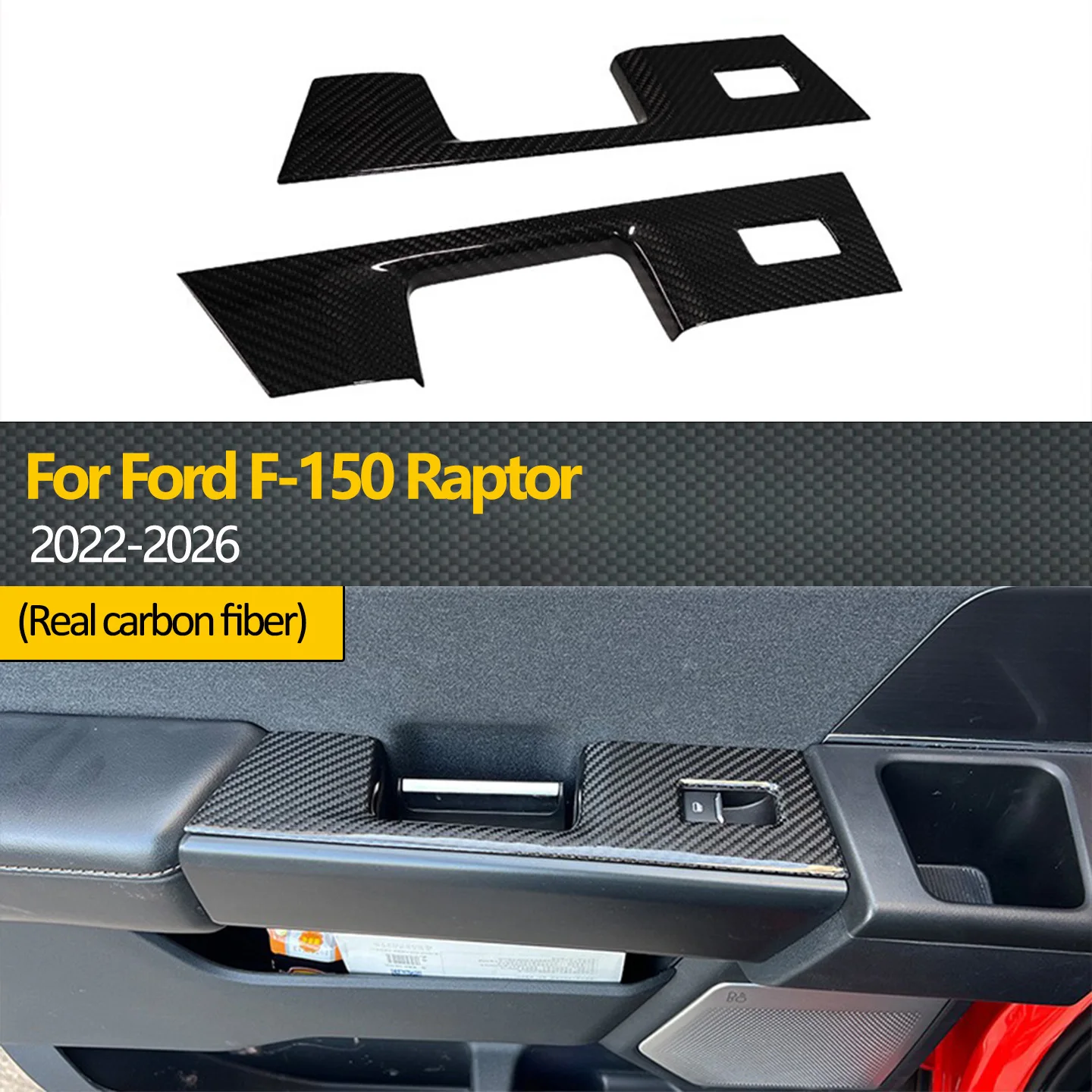 

Для Ford Raptor F150 2022-2026 гг., крышка панели подъема ручки заднего окна из углеродного волокна, 2 предмета