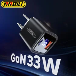 NNBILI 33W GaN şarj USB tip C hızlı şarj adaptörü hızlı şarj QC3.0 PD USB-C duvar şarj iPhone Samsung Xiaomi iPad