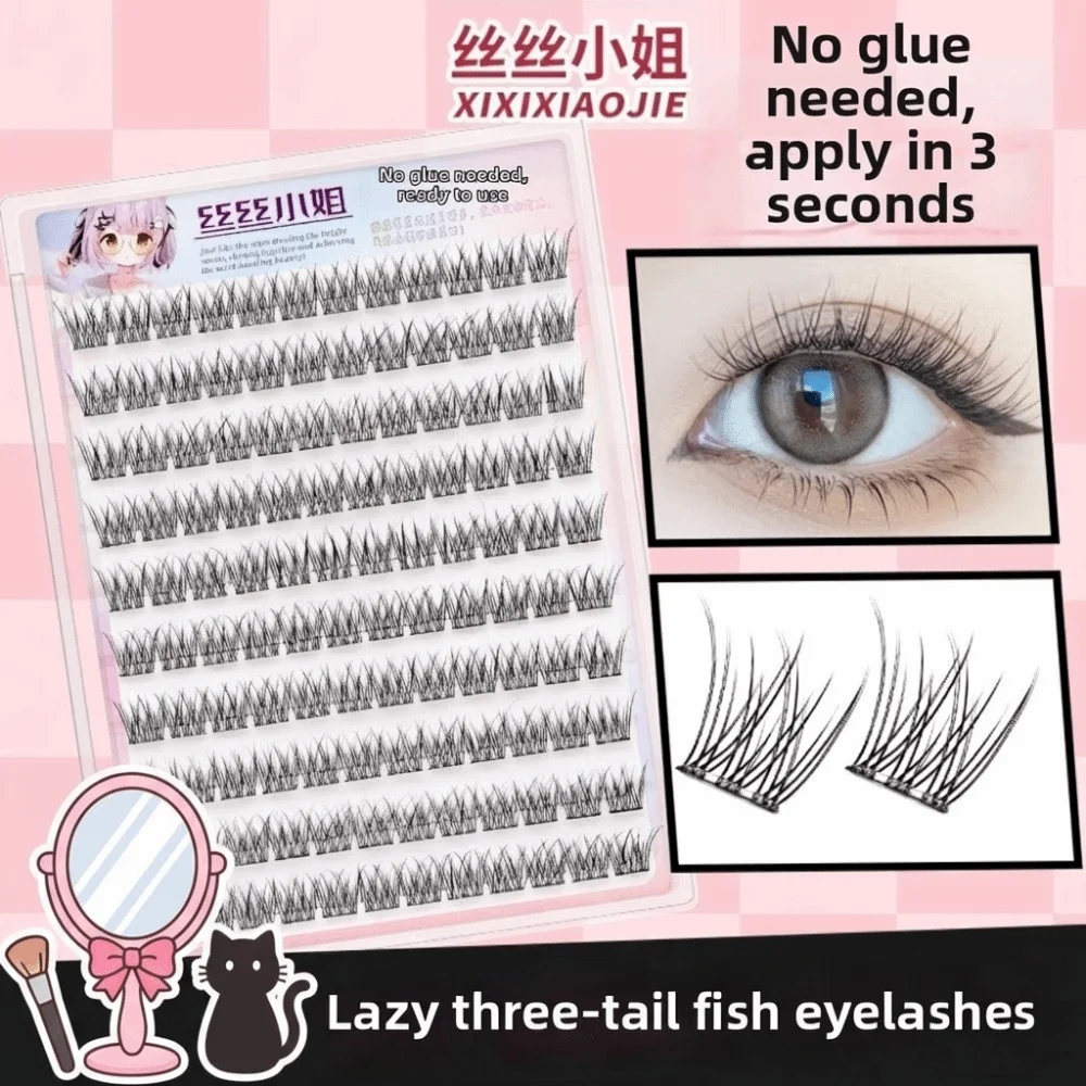 Upper 12MM Self Adhesive False Eyelashes Gentle Lower 6MM DIY Lashes Extension Eye Makeup No Glue Needed