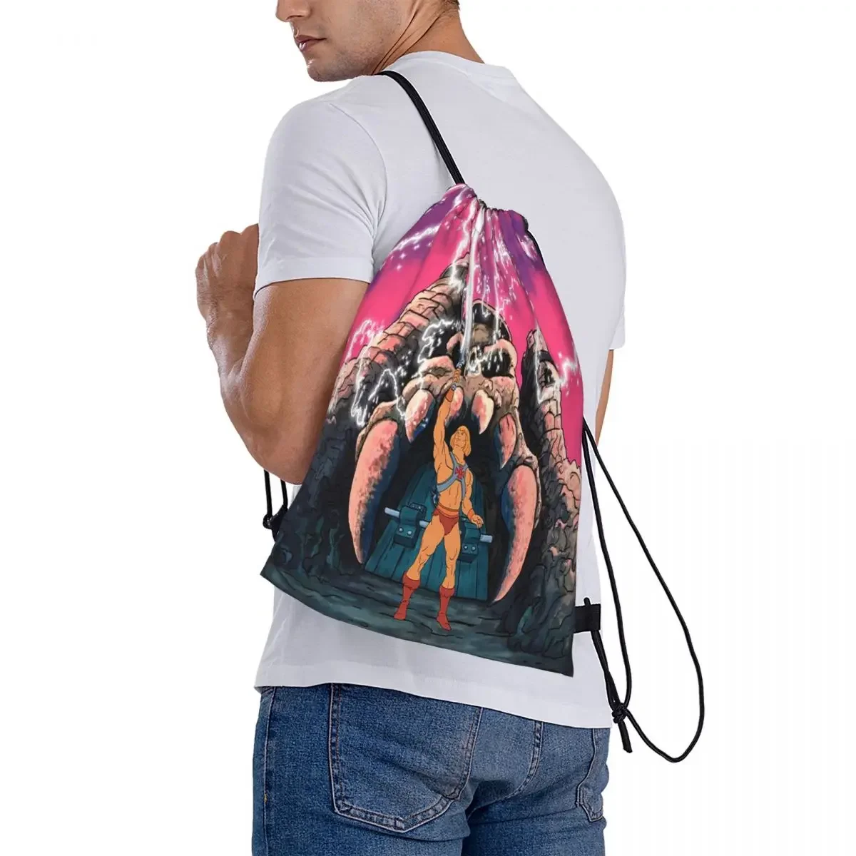 He-man Transform Tribute Backpacks Portable Drawstring Bags Drawstring Bundle Pocket Sports Bag BookBag For Man Woman Students