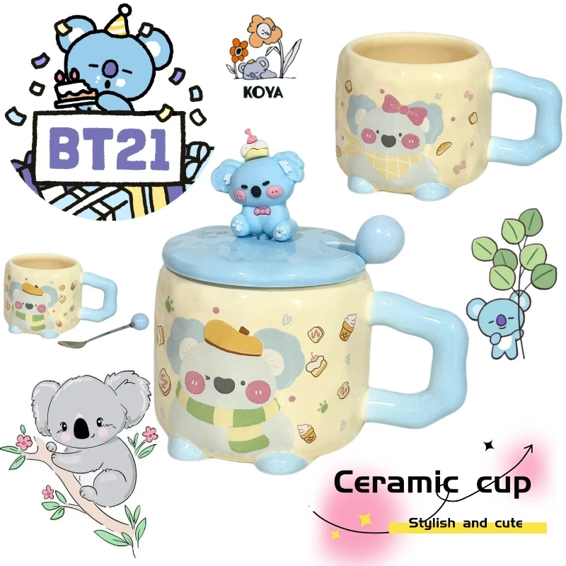 

koya ceramic cup cute fashionable cartoon creative milk coffee cup for male and female students, birthday gift for friends