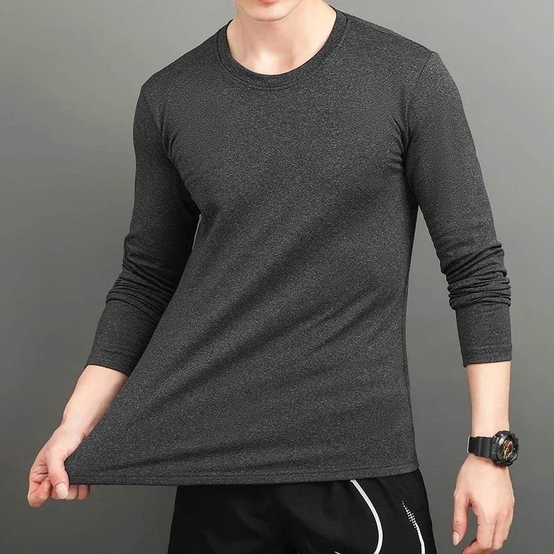 Gym Men T-shirt Quick Drying Elastic Tight Top Muscle FitnessTraining Clothes Outdoor Running Sports Clothing Tees Spring Autumn