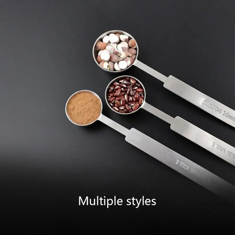2.5/3.75/5/7.5/10ML Measuring Spoon Long Handle Stainless Steel Thicken Blending Coffee Powdered Milk Tablespoon Kitchen Gadgets