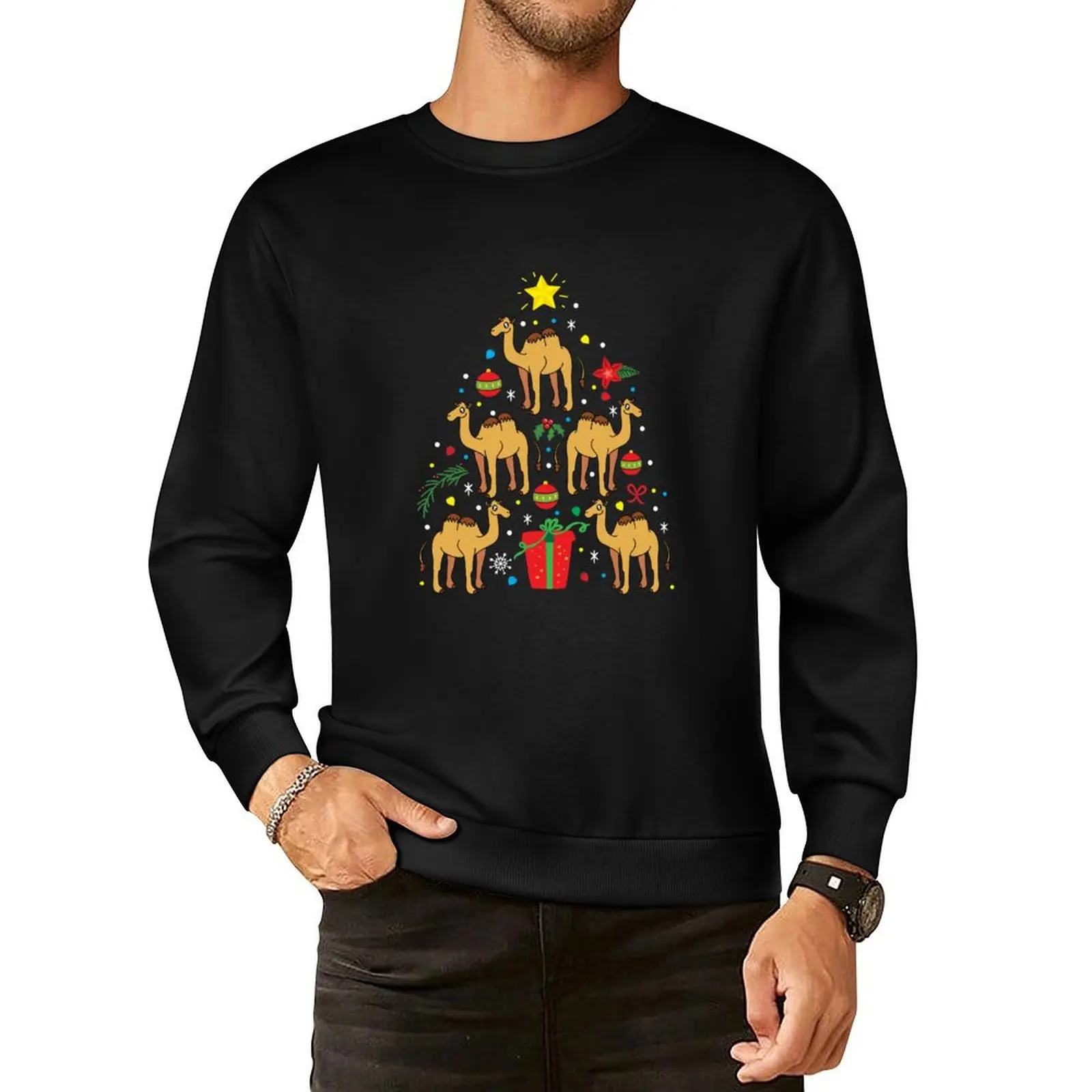 Camel Christmas Ornament Tree Pullover Hoodie men clothes mens clothes sweatshirts for men