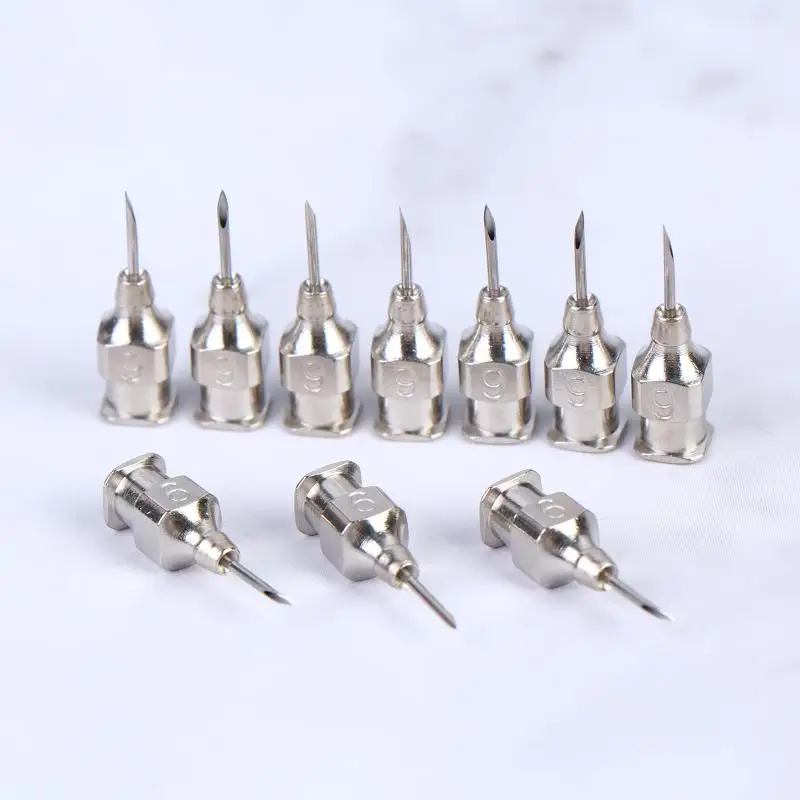 10Pcs 9*8 Stainless Steel Needles For Chickens Sows Metal Needles For Piglets Cows And Sheep Injection Needles