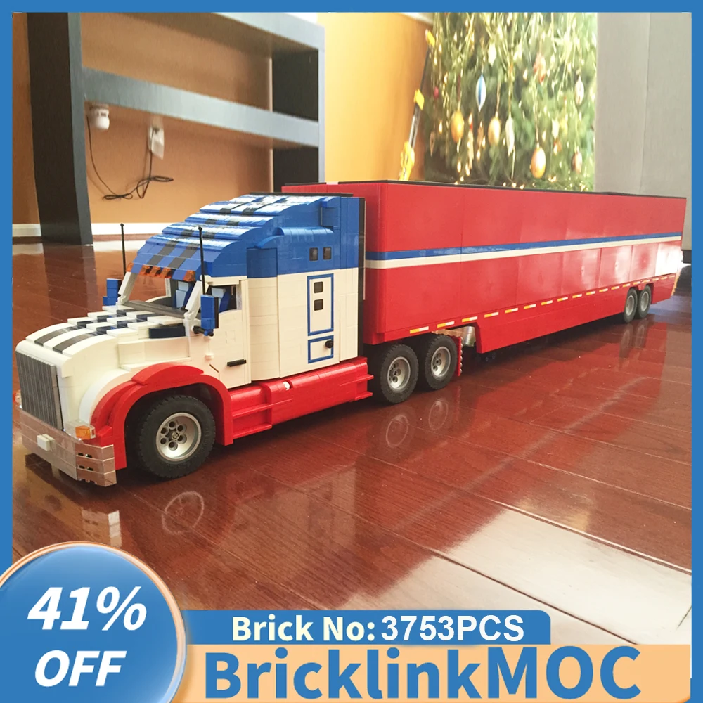 

3753PCS MOC RC Kenworth T680 Engineering Container Tractor and Red Reefer Semi Truck Trailer creative Toy Gift technology Blocks