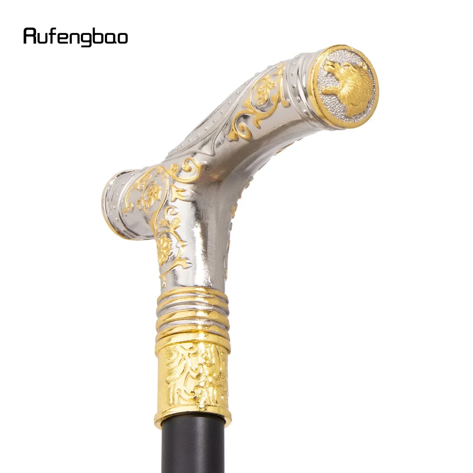 ไม้เท้าหรูหราสีขาวทอง ลายหมี ไม้เท้าแฟชั่นตกแต่ง ไม้เท้าสำหรับสุภาพบุรุษ ใช้แสดงบนเวที ความยาว 93 ซม.