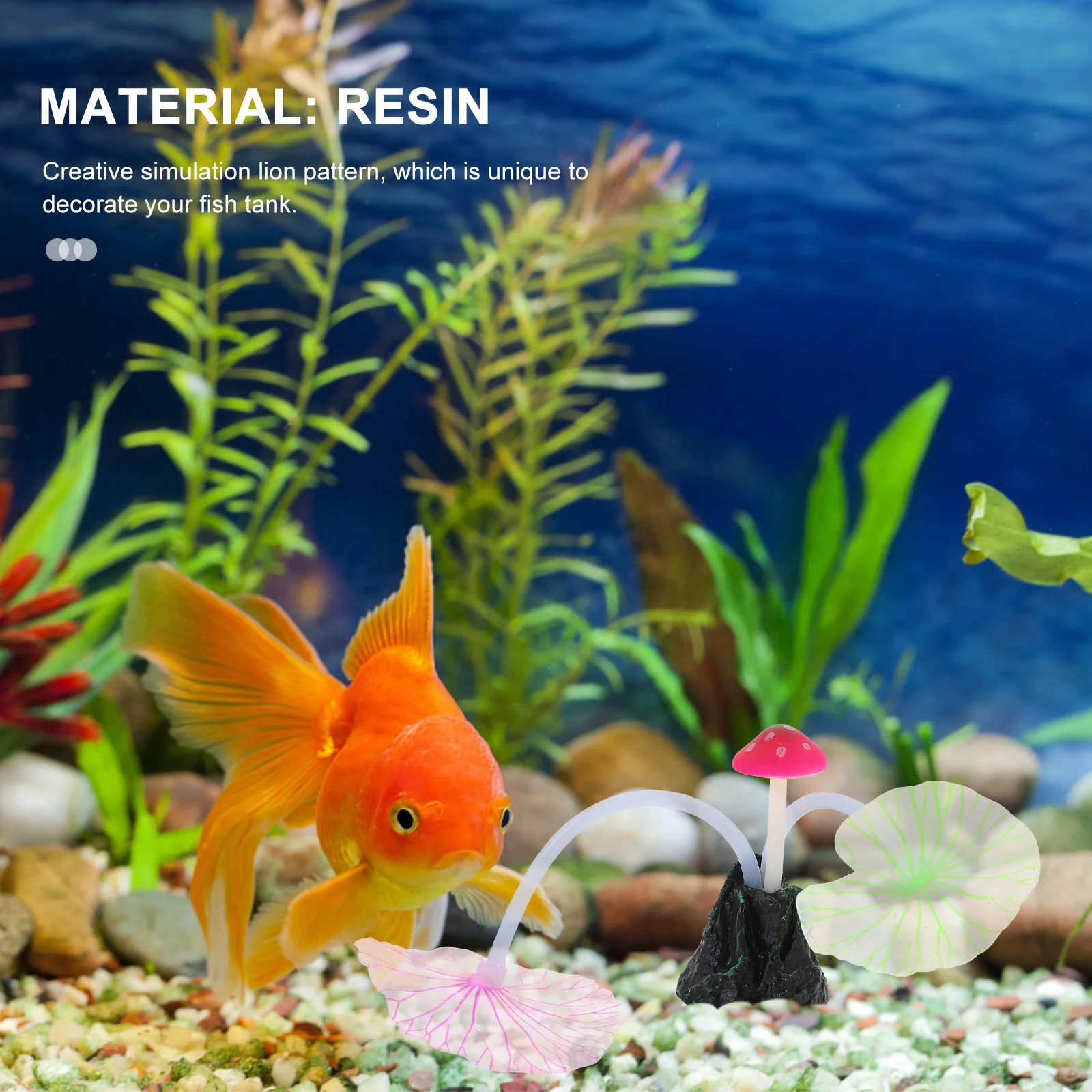 Fish Tank Decorative Ornament Landscaping Decoration Bowl Fluorescent Lotus Leaf Rockery Silica Gel