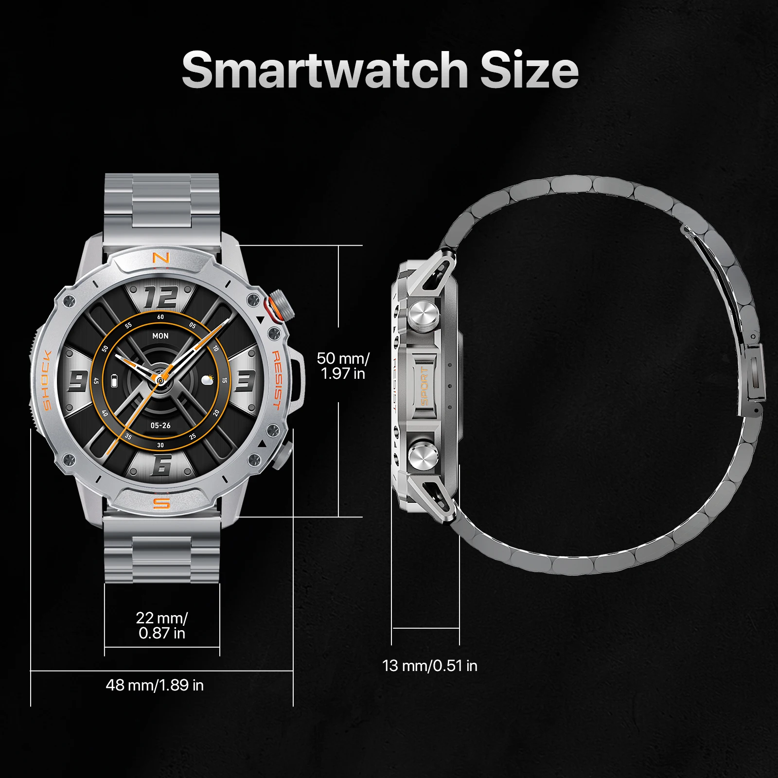 WalkerFit Smart Watch for Men, 1.43" Round AMOLED, 5ATM Waterproof for Swim,Long Battery,Compatiable with iPhone and Android