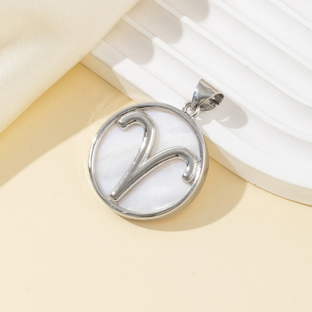 Trendy design zinc alloy inlaid with natural shells featuring the twelve zodiac signs DIY Jewelry accessories