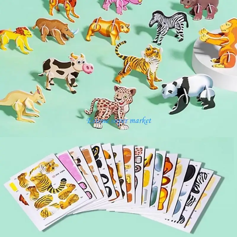 090B 25PCS/set Toddlers Puzzle Toy Cartoon Animal Theme Puzzle Building Block Toy