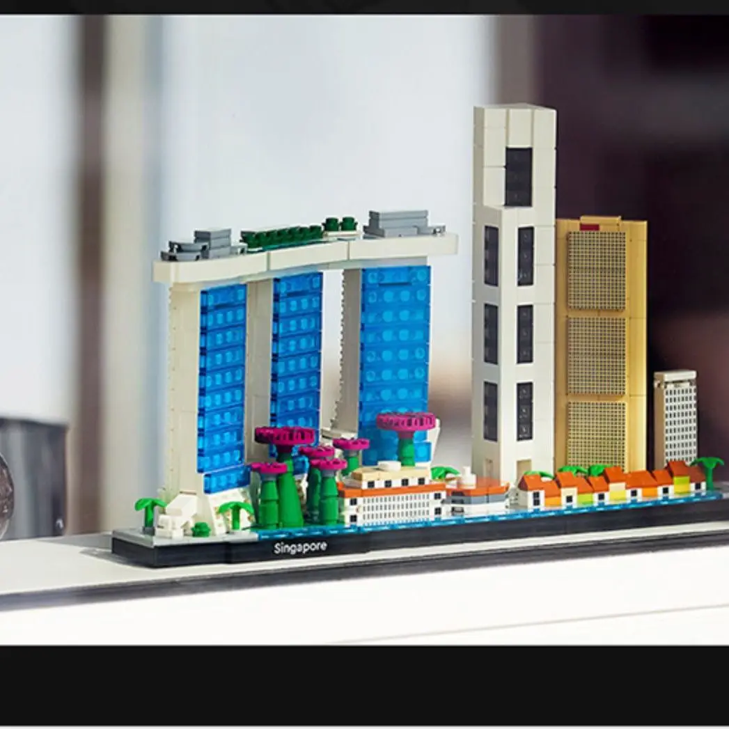 Street View 21057 Architecture Skyline Singapore Building Blocks Bricks Classic Model Christmas Toys for Kids Gifts