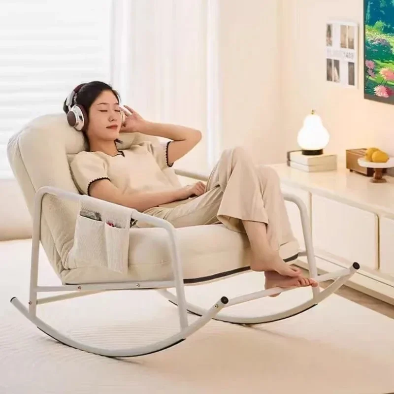 Mecedora nórdica ajustable de 5 engranajes, sofá de hierro forjado para ocio, sofá individual para el almuerzo, sofás de doble uso para sentarse o acostarse