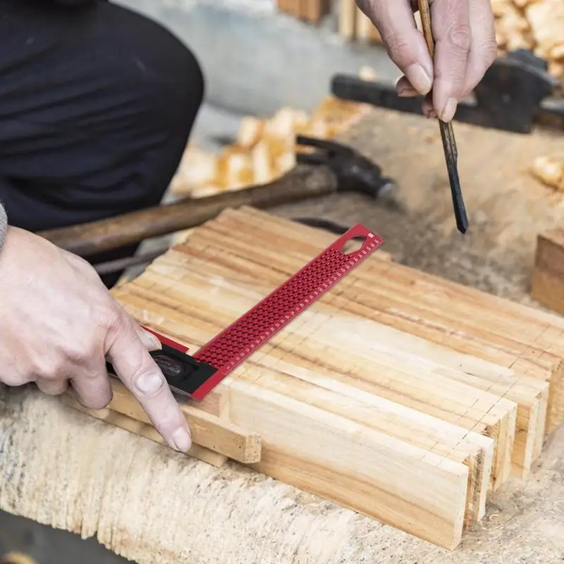 Woodworking Ruler Hole Positioning Scribing Ruler Rust-Proof Aluminum Alloy Woodworking Accessory 90 Degree Ruler For Machinist
