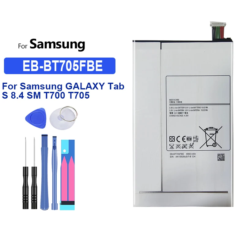 

Battery For Samsung Galaxy Tab Pro 8.4/S7 11 S7Plus 12.4/S2 9.7"8.0/S4 10.5/S5e 10.5/S 10.5 8.4/S3 9.7 SMT710 SM-T810 T800 T705