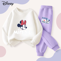 Disney Spring New Girls' Pullover Sets Cute Minnie Printed Children's Hoodies Long Pant 2pcs Suit Disney Kids Casual Sweatsuit