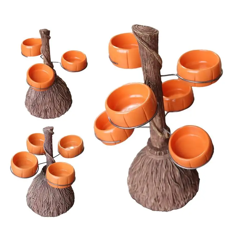 Halloween Pumpkin Tray Snack Bowl Stand Broomsticks  Bowl Holder Witch Hands Pumpkin Snacks Racks Candy Dessert  Bowl On Broom