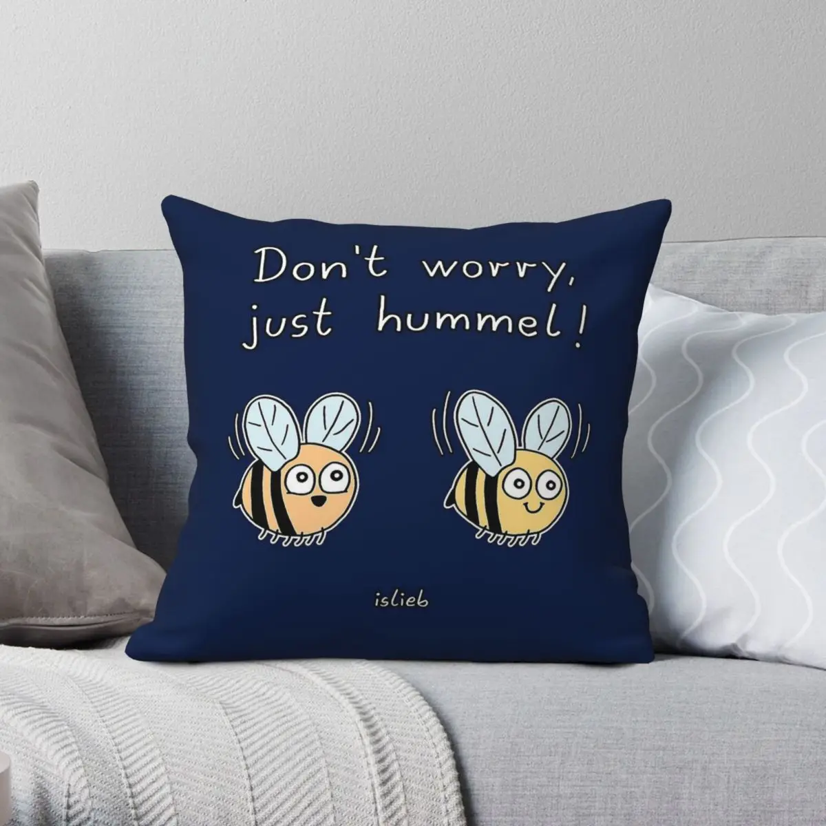Don't Worry Just Hummel Bumblebee Square Pillowcase Polyester Linen Velvet Printed Zip Decorative Throw Pillow Case Room Cover