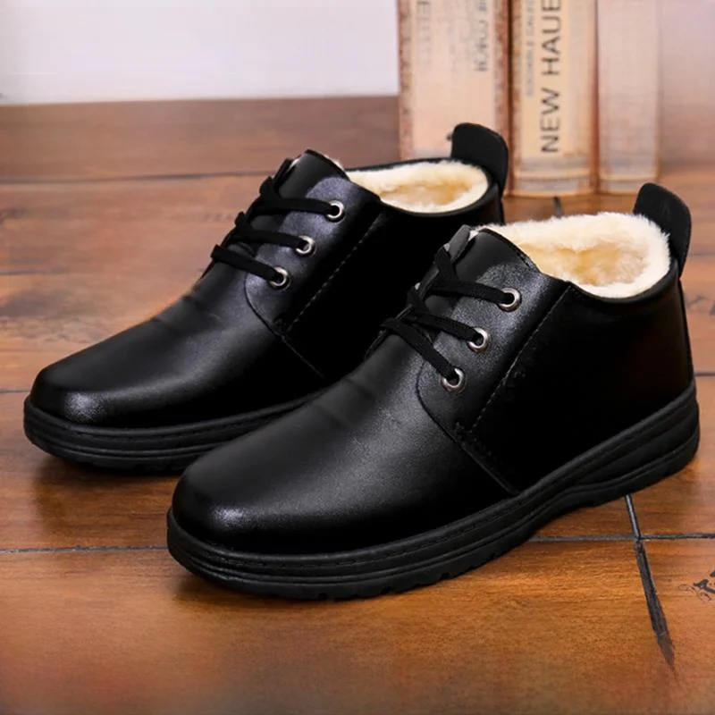 

Мужские зимние утепленные ботинки из хлопка и кожи, водонепроницаемые, нескользящие, модные