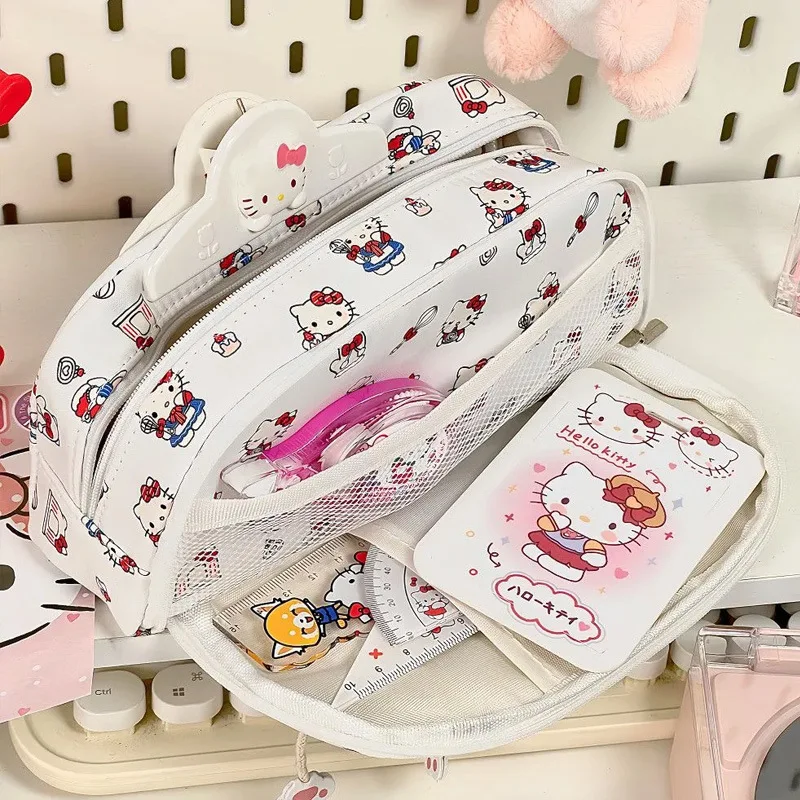 Sanrio Bilayer astuccio di grande capacità Kawaii Hello Kitty Pachacco matite borsa astuccio per penne materiale scolastico scatola per matite di