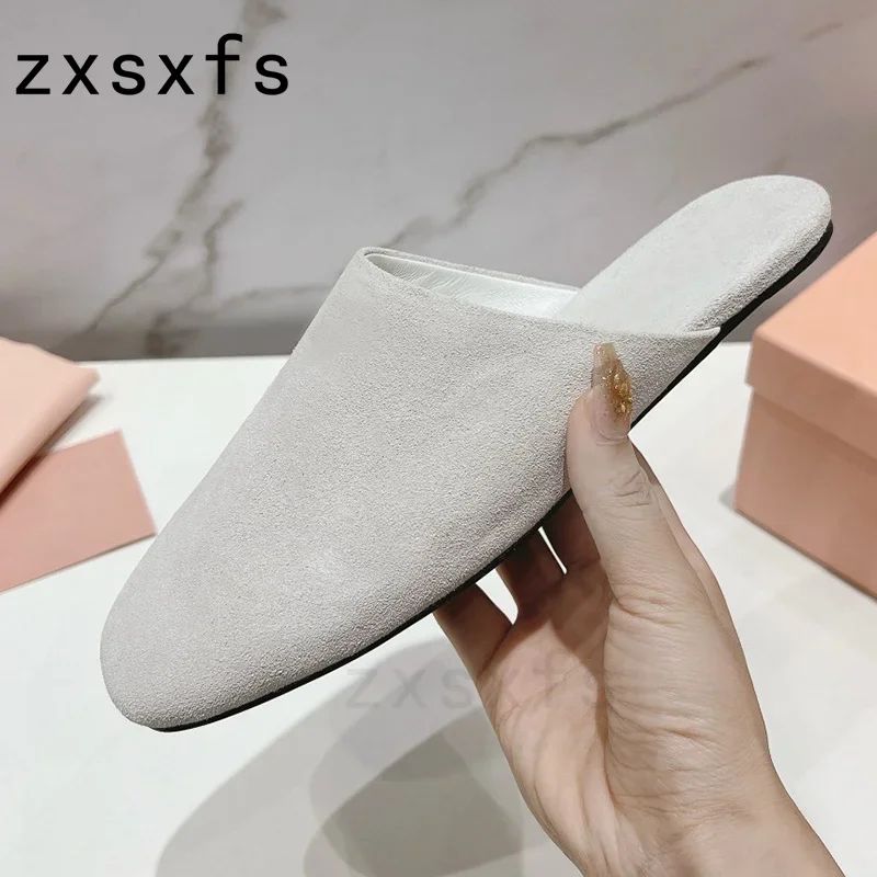 

Popular Kid Suede Half Slippers Women Summer Walk Flat Slides Slip On Casual Shoes 2024 Mules For Woman Sandals